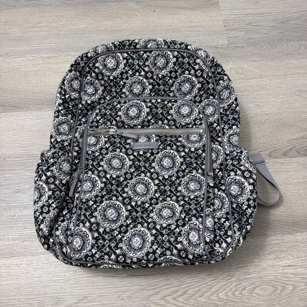 Vera Bradley Women's Cotton XL Campus Backpack Charcoal Medallion